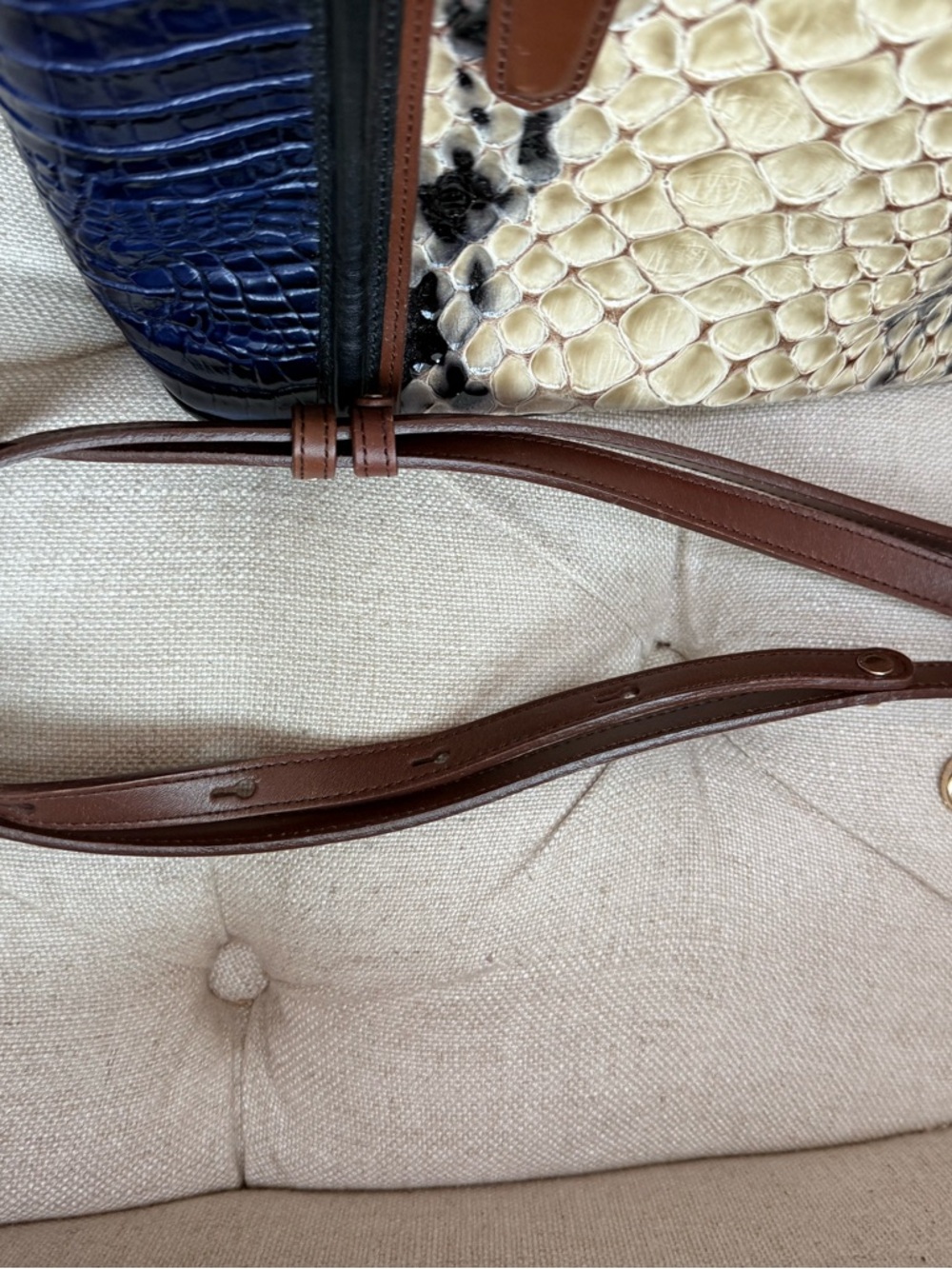 Brahmin Juliette Satchel Poppy Seed Allendale Croc Embossed Leather Bag - Picture 10 of 11
